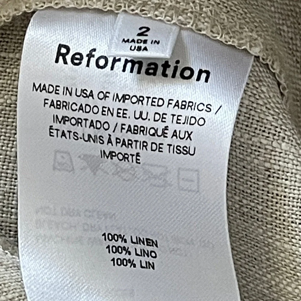 Reformation Oatmeal Beige 100% Linen High Rise Tailored Shorts Size 2 - Picture 5 of 5